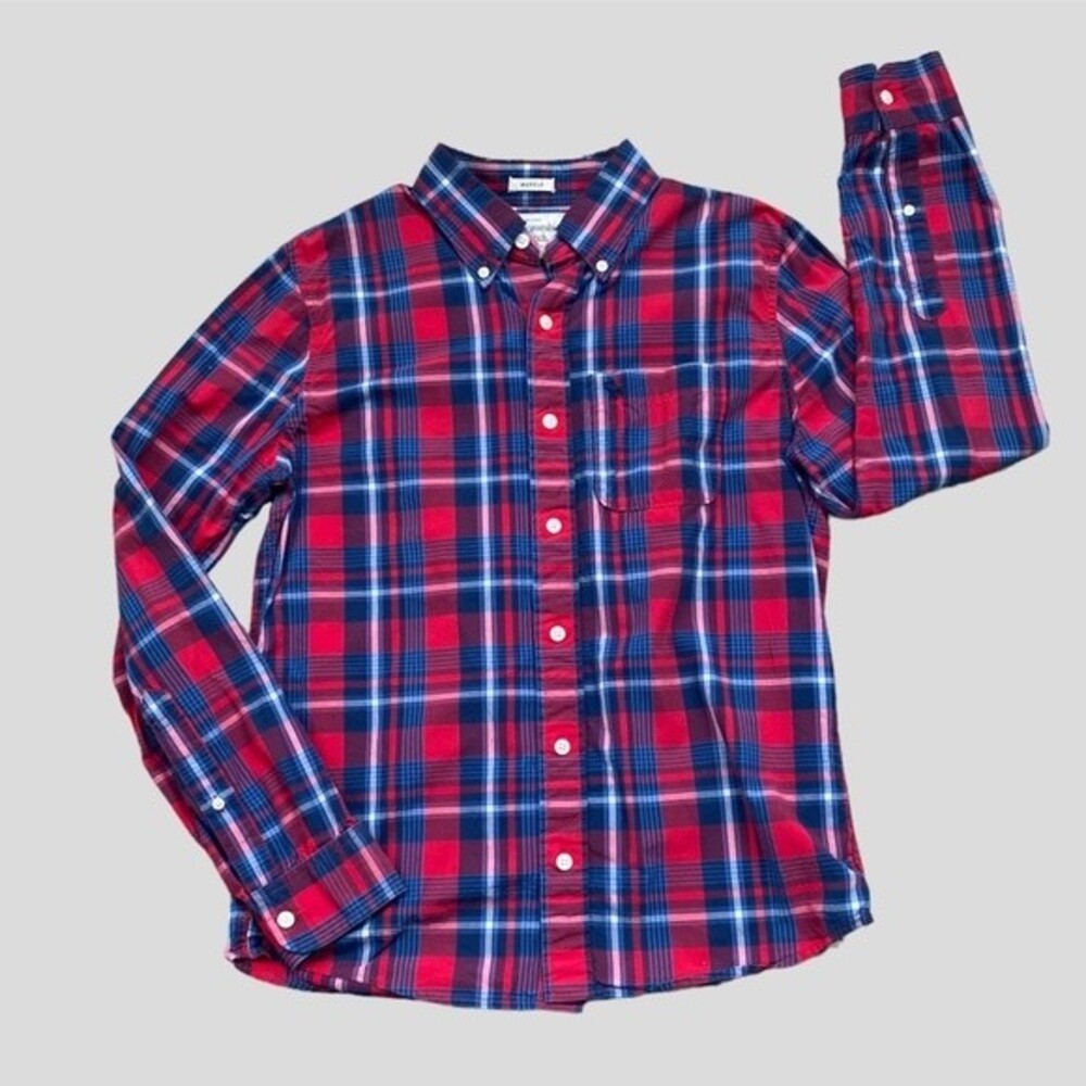 Abercrombie & Fitch Button Up Muscle Fit Shirt Mens Sz S Red Plaid